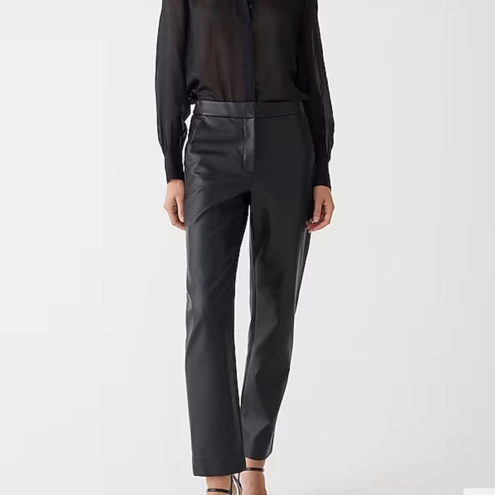 J Crew Pants Womens 6 Black Kate Faux Leather Straight Leg Soft Sleek